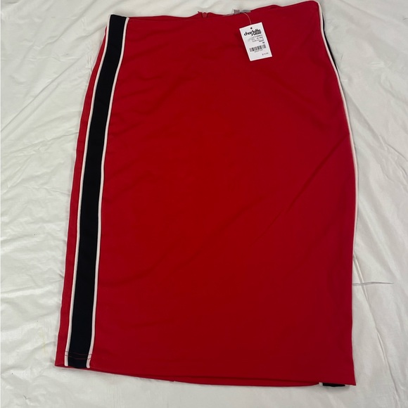 Red Striped Pencil Skirt - Picture 2 of 3